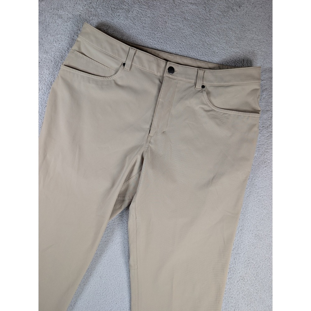 Lululemon ABC Pant Slim Warpstreme Khaki Tan 5 Pocket Mens 34 x 32